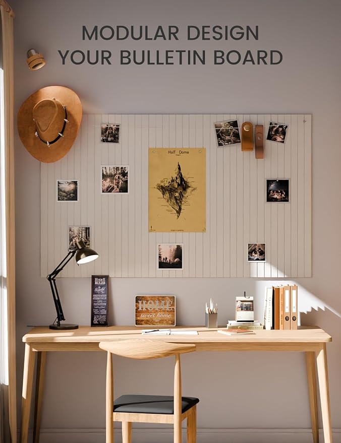Fluxynara Large Felt Bulletin Board 36" x 24" Cork Board Alternative-6 Pack with 40 Safe Removable Adhesive Tabs, Cork Boards for Walls Cork Board for Home Office Classroom Pin Board (Milky White)