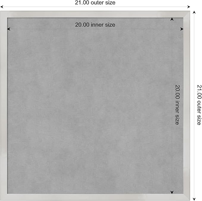 Amanti Art Silver Framed Magnetic Board 21x21 Medium Vision Board for use with Magnets, 100% Metal Sheet to Display Items as Office Decor or for Home Organization in mudroom, Kitchen or Kids Room