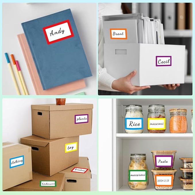 Yeachlaing Removable Name Tags, 3 1/2" x 2 1/4", 6 Colors 120 Waterproof Name Badges for Office,School,Classroom and Home
