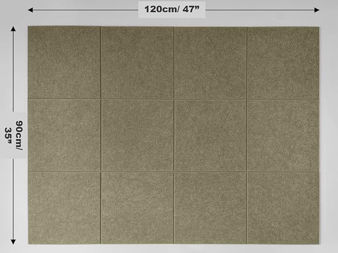 DECORITA Green Bulletin Board | Cork Boards for Walls | Felt Cork Board for Office, Home & Classroom | Green Office Classroom Supplies | Felt Wall Tiles (12-Pack) | Olive