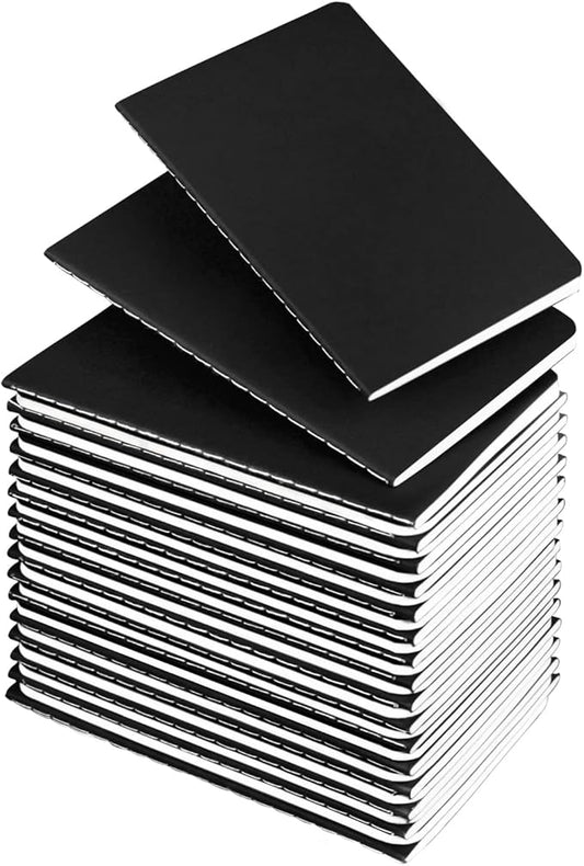 Lzerking Mini Notepads Bulk 36 Pack Small Journal Pocket Notepad-Black Cover Notebooks 3.5 x 5.5 Inches, 30 Sheets/60 Pages, for Kids to Writing