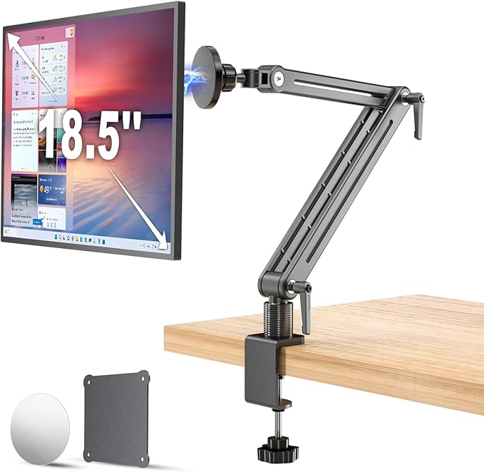 Jakeko Strong Magnetic Portable Monitor Desk Clamp - 75mm VESA Mount 4.7" 12.9" 15.6" 16" 17.3" 18.5 inch 360° Rotate Base Tablet Holder Arm JK07B1