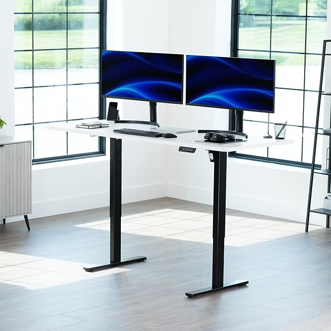 VIVO Electric 71 x 30 in Standing Desk, Memory Height Adjustment, 1B Series, Holds 220 lbs, White Top Black Frame, DESK-KIT-1B7W