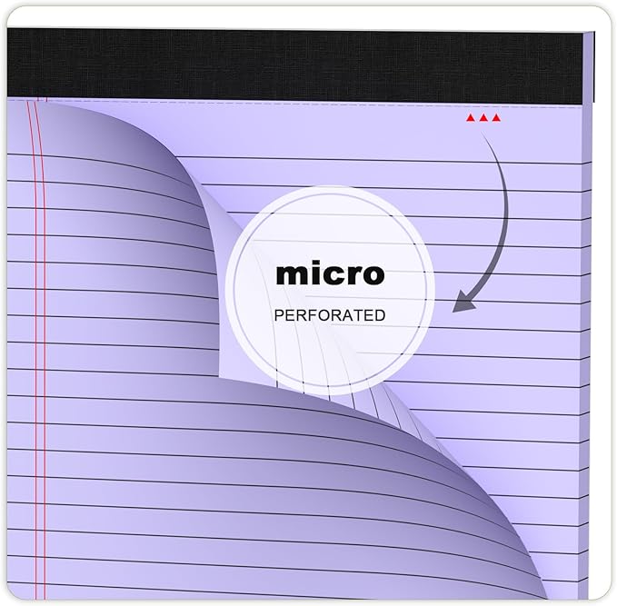 AILZFEI Purple Legal Pad Note Pads 8.5 x 11 inch, Wide Ruled, 30 Sheets/Pad, 20lb Colored Paper, Perforated Notepad with Sturdy Back (3 Pads Purple)