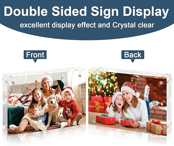 XINANDE 5x7 Acrylic Picture Frames 1 Pack, 10+10MM Premium Acrylic Photo Frame Magnetic Picture Frames Clear Double Holder-Sided, Free Standing Desktop Display, Best Gift for Family, Baby, Friend