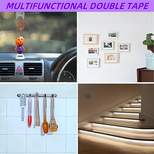 Gasenvan Double Sided Tape Heavy Duty, Mounting Adhesive Tape 1 in x 15.4 ft, Waterproof Adhesive Strip Tape for Indoor & Outdoor, Automotive Trim, Garage,LED Strip Lights, Home Decor