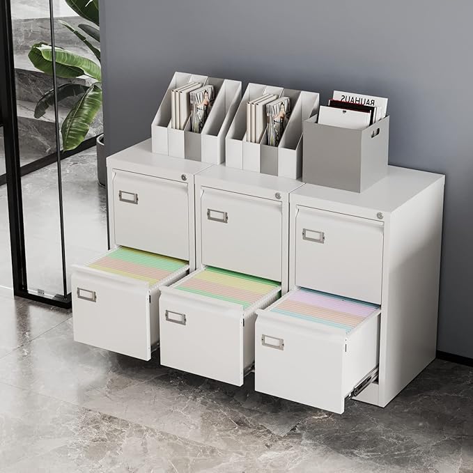 Fesbos 2 Drawers Vertical File Cabinets - 17.8" Deep Lockable Filing Cabinet - Metal Storage Cabinets for Home Office to Hanging Files Letter/Legal/F4/A4 Size