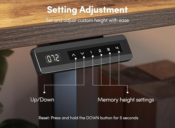 FEZIBO 48 x 24 Inch Height Adjustable Electric Standing Desk with Double Drawer, Stand Up Table with Storage Shelf, Sit Stand Desk, Rustic Brown