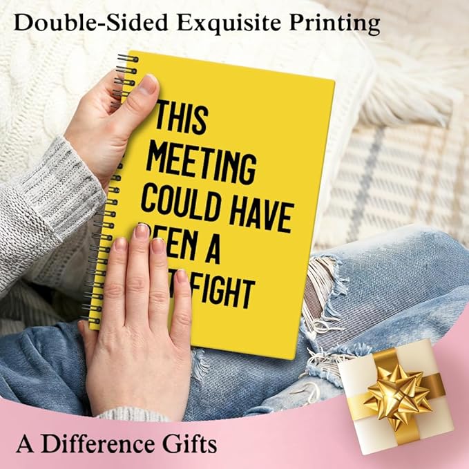 XQLZY This Meeting Could Have Been A Fist Fight Yellow Spiral Notebook, Funny Corporate Humor Notepad, Office Sarcastic Humor Gifts for Men Women Coworker BFF Friend, Coworker Christmas Gifts