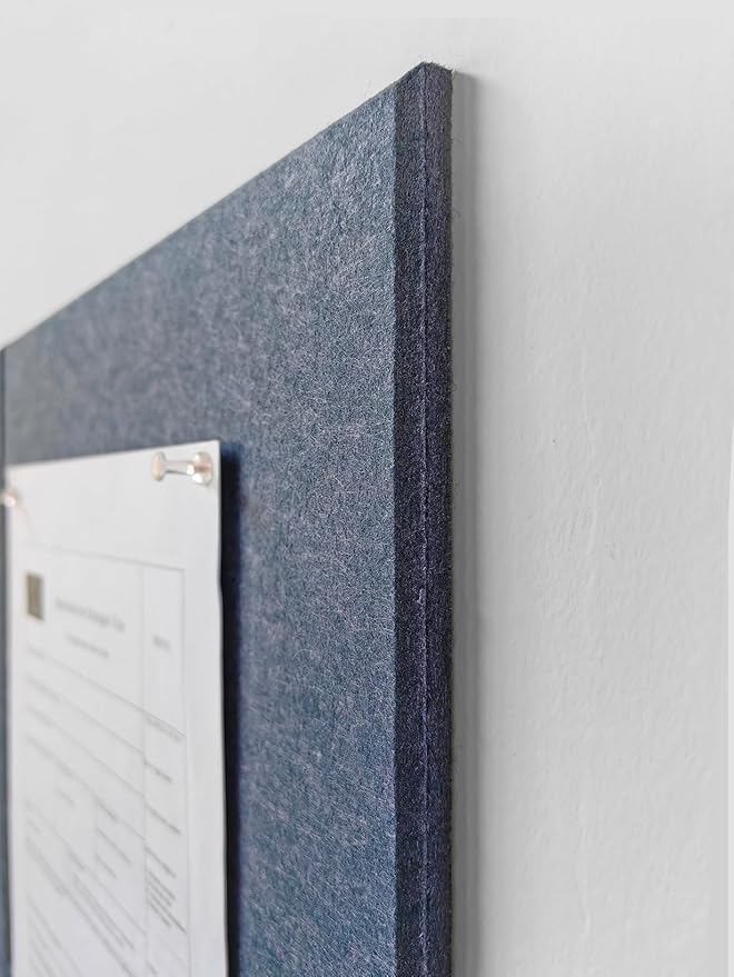 DECORITA Blue Felt Bulletin Board 47"x35" | Large Cork Pin Board Alternative for Office, Home & Classroom | Felt Wall Tiles (12-Pack) | Blue Classroom Decor Office Supplies | Denim Blue
