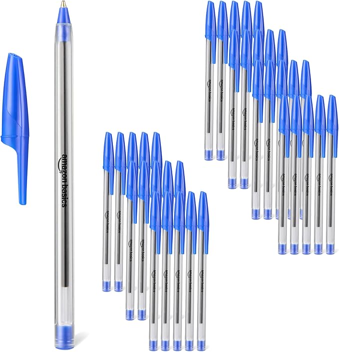 Amazon Basics Ballpoint Pens, 1.0mm, Blue, 36 Pack