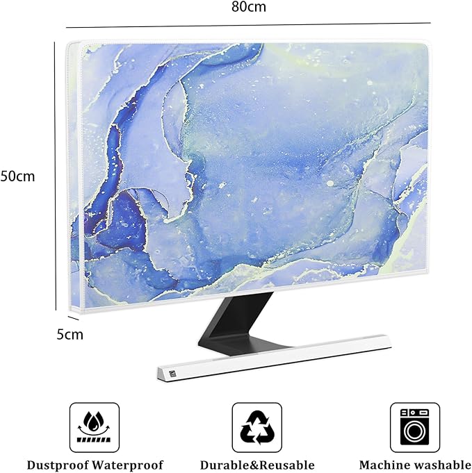 Baocicco Modern Violet Marble Waterproof TV Cover Anti-Static Dustproof Protective Cover for LCD/LED/HD 32 Inch Decorative Monitor Accessories Covers for Television LED LCD OLED TVs Screen