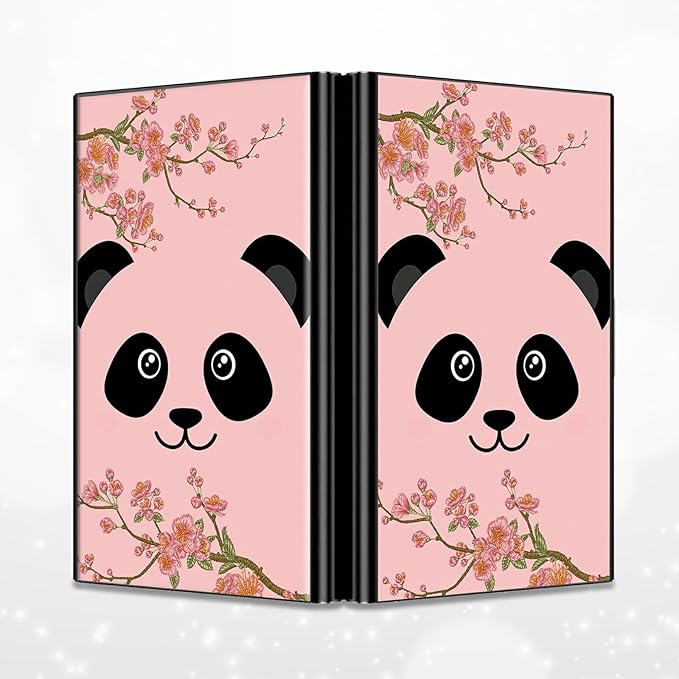 BWEGRHE Slim Credit Card Holder, Panda Sakura RFID Blocking Metal Wallet for Men & Women, Aluminum Minimalist Hard Case Pocket-Sized Business Cards Organizer (Fits Up to 10 Cards)
