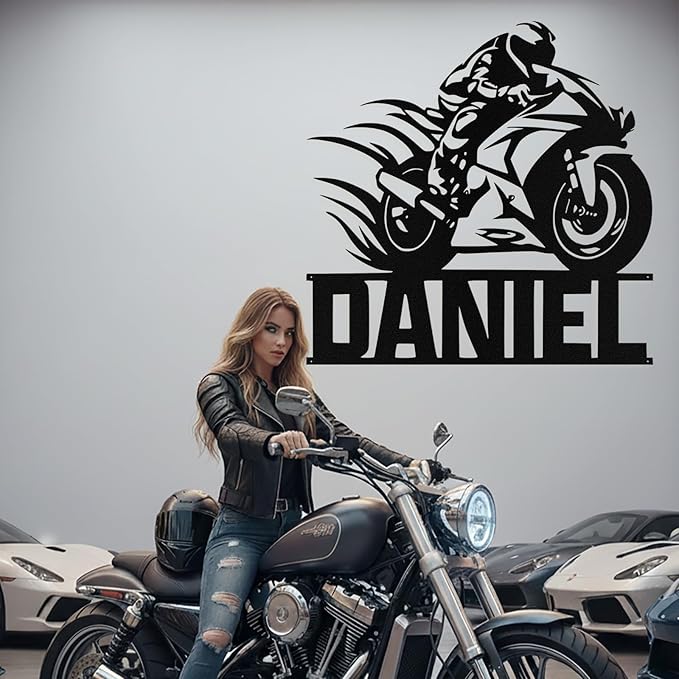 Custom Motorcycle Metal Signs Personalized Dirt Biker Name Sign Custom Garage Decor Motorbikes Wall Art Decor Motorcycle Sign Men Room Decorate Gifts for Men Husband Rider