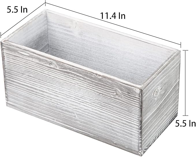 ExoLiry Rustic Gray Wood Mail Box Storage Holder File Organizer Tabletop Wooden Basket Letter Script Design Envelope Folder Decorative Container Desktop Home Office Entryway Bedroom Living Room