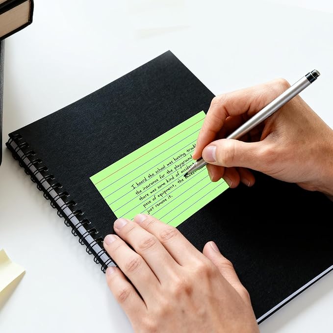 300 Count Ruled Index Cards 3 x 5 Inch, Colored Lined Note Cards, Thick Flash Cards Perfect For School and Office Supplies, Lined & Blank Index Cards Ideal for Note Taking, To-do Lists and Tests
