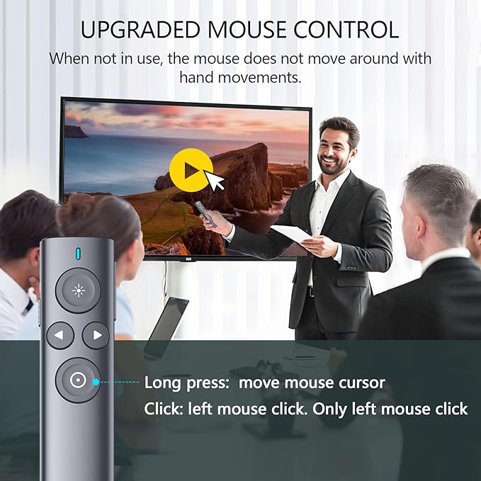 Norwii Presentation Clicker with Digital Pointer for TV LED LCD Screen, Presentation Remote, Slide Clicker, Wireless Presenter with Highlight, Magnify, Mouse Left Click - N95s Pro 32G(Green Light)