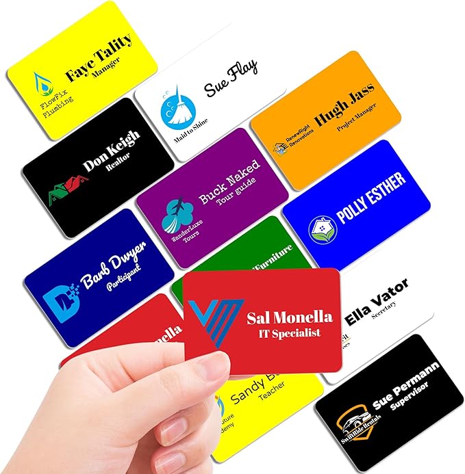Magnet Me Up Custom Printed Magnetic Name Tag Badge with Logo (Left), 2x3 inch, Full-Color Customizable Identification Label, for Schools, Offices, Businesses, Made in USA