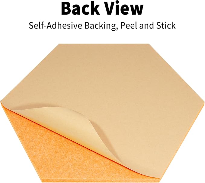 12'' Medium Hexagon Cork-Bulletin Board Tiles Frameless 10 Pack Adhesive Removable Felt Corkboard Decorative Prayer-Vision Board for Home-Office Wall Decor, Hex Tack Pinboard with 30 Pushpins