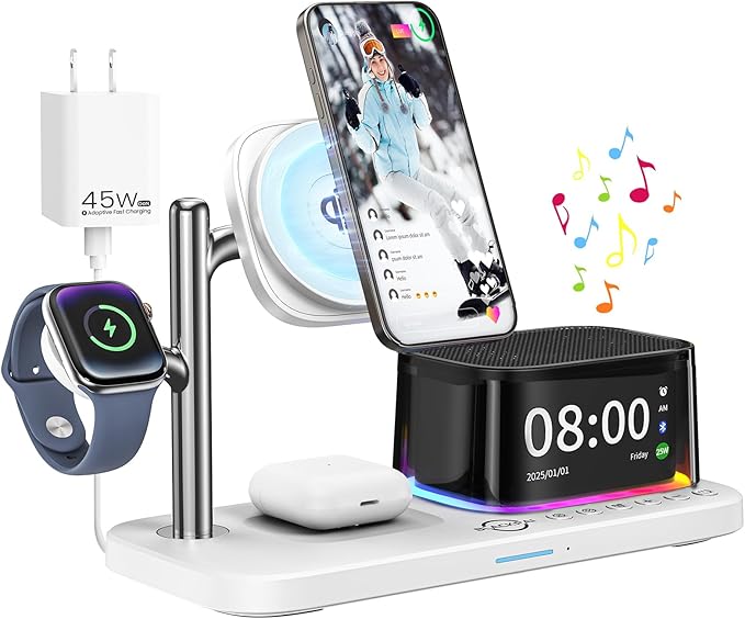 BLACKPAI 6-in-1 Wireless Charging Station for Multiple Apple Devices (White)