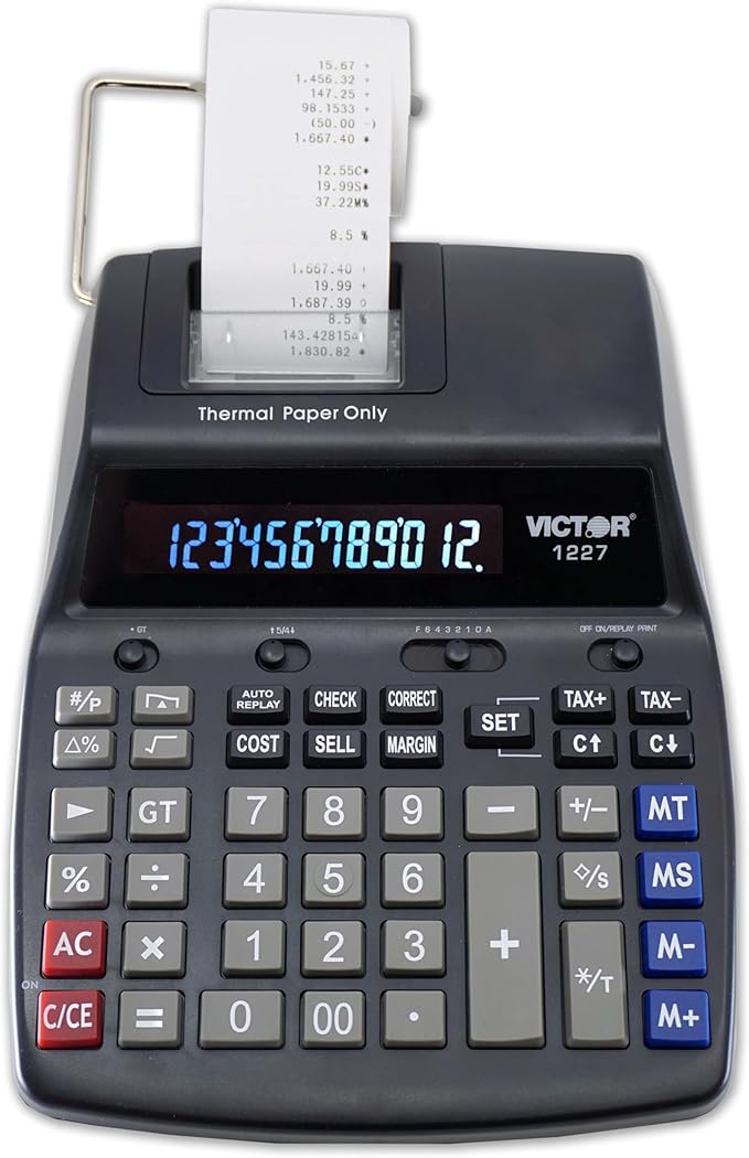 Victor Thermal Printing Calculator with Check & Correct – Fast, Ink-Free Printing, Large Screen, Smudge-Free Results for Office & Accounting