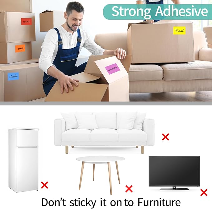 STARLIBOO Colored Labels Stickers, 3 x 2 Inch Rectangular Moving Labels for Boxes, 8 Colors Large Moving Stickers- 320 Pack