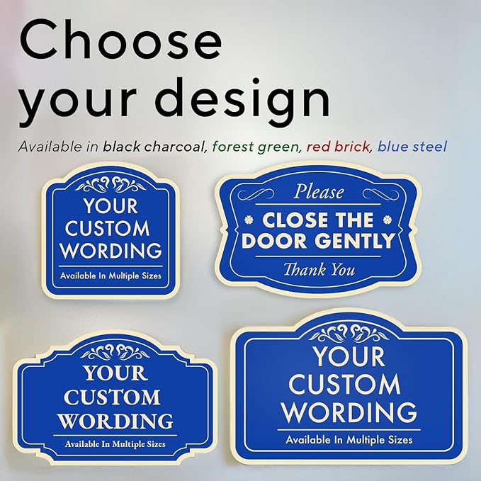Custom Decorative Outdoor Metal Sign, Personalized Aluminum, Customized Driveway Sign, Waterproof Made In USA, Design 1 Blue Steel 12x8 In