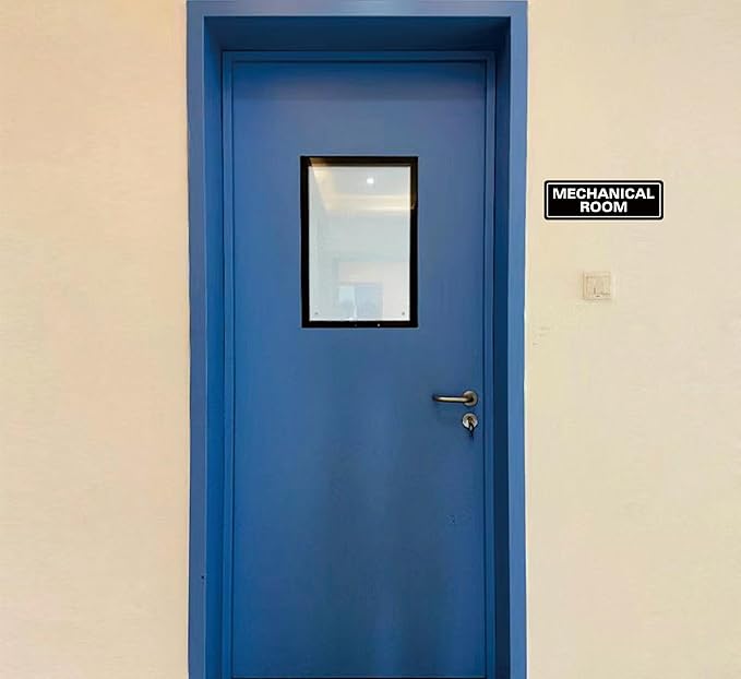 Mechanical Room Sign – Equipment Room Sign, Premium Durable Acrylic Material, Super Strong Self-Adhesive, Quick Installation, Suitable For Home And Business (9 × 3 Inches, Black)