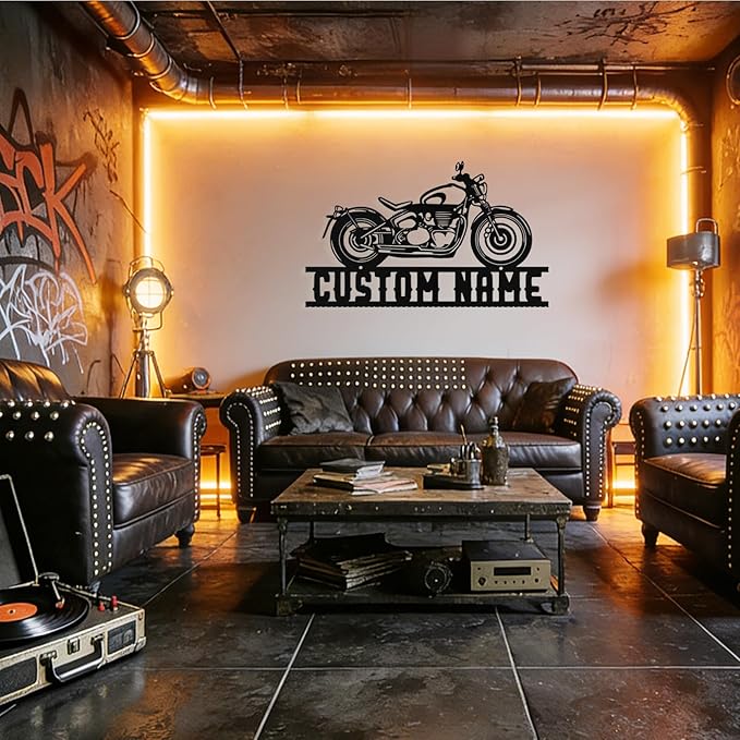 Custom Motorcycle Metal Sign Personalized Biker Name Sign Motorcycle Wall Art Motorbike Signs Garage/Man Cave Decor Gift for Bikers Men Husband