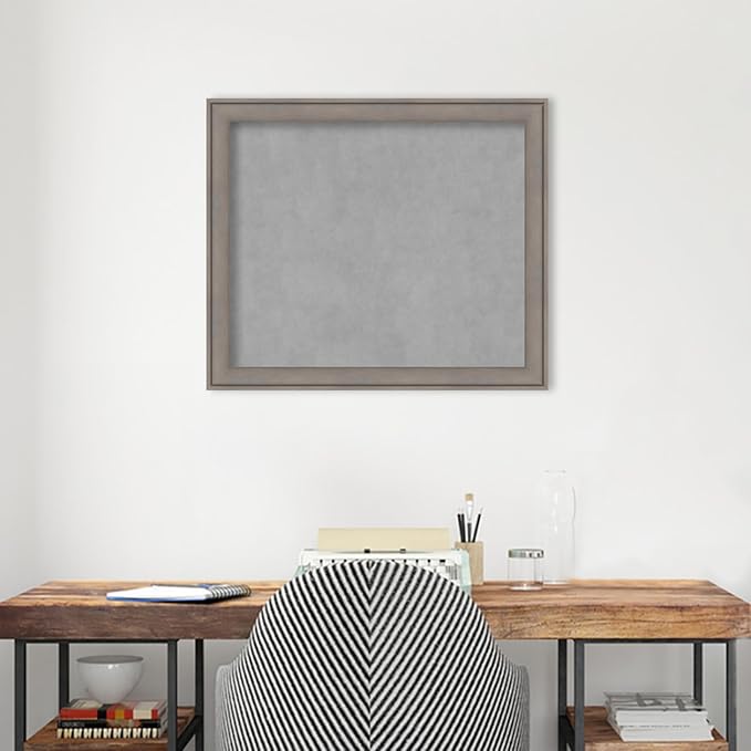 Amanti Art Grey Framed Magnetic Board 23x27 Medium Vision Board for use with Magnets, 100% Metal Sheet to Display Items as Office Decor or for Home Organization in mudroom, Kitchen or Kids Room