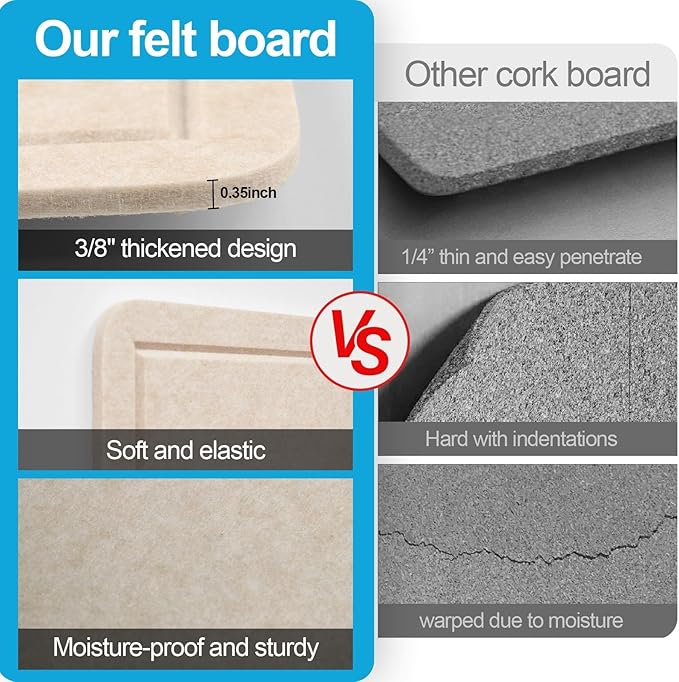 Large Felt Bulletin Board for Wall, 48"x36" Frameless Picture Board, Soft Felt Cork Board for Office, Home Planning & Office Wall Decor, Easy Install Pin Board(Beige)