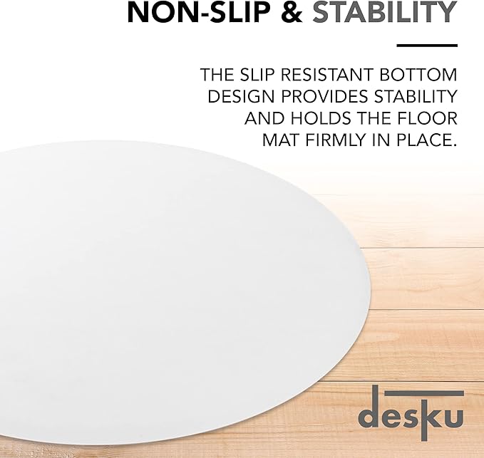 DESKU - Circle Gaming Chair Mat, Computer and Office Chair Mat for Hard Floors, Clear, 46 Inches, Made in The USA