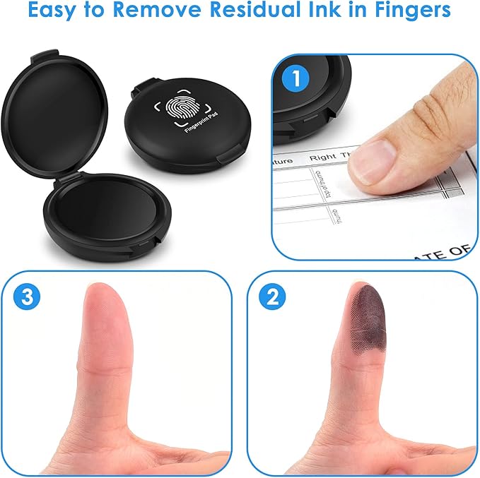 ERKOON 9 Pack Fingerprint Ink Pads, Thumbprint Ink Pad for Notary Supplies Identification Security ID Fingerprint Cards Fingerprint Black