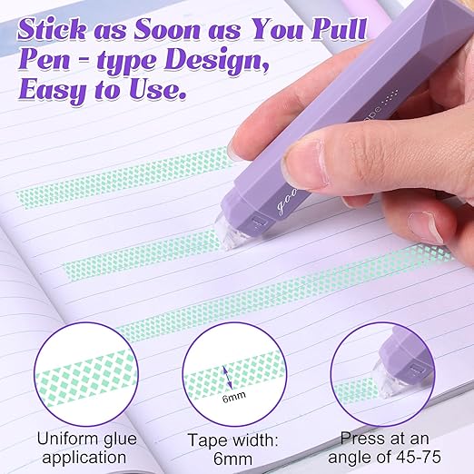 4Pcs Double Sided Tape Pens, 2025 New Multipurpose Double Sided Tape Roller for Scrapbooking, Gift Wrapping, Photo Mounting (Pink)