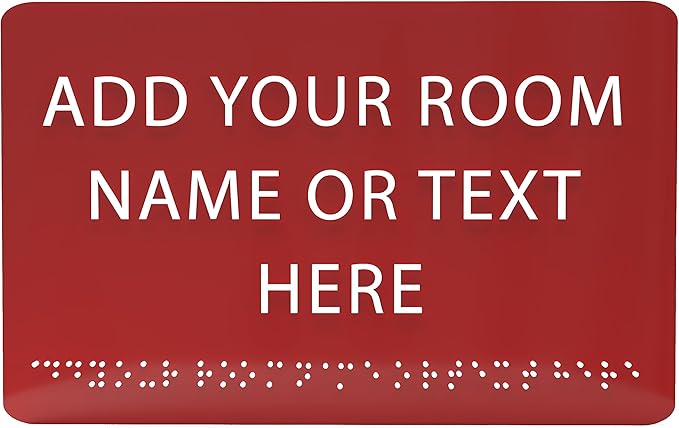 ADA CENTRAL SIGNS - 9" X6" Personalized Custom Sign - ADA Compliant Tactile Graphics Grade 2 Braille Text Acrylic Wall Signs - Add Your Room Name Text Sign for Home School Office Business Workplace