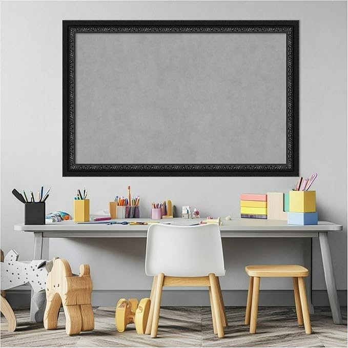 Amanti Art Black Framed Magnetic Board 24x36 Large Vision Board for use with Magnets, 100% Metal Sheet to Display Items as Office Decor or for Home Organization in mudroom, Kitchen or Kids Room