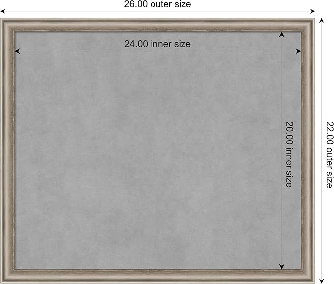 Amanti Art Silver Framed Magnetic Board 22x26 Medium Vision Board for use with Magnets, 100% Metal Sheet to Display Items as Office Decor or for Home Organization in mudroom, Kitchen or Kids Room