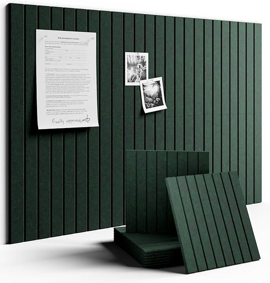 Fluxynara Large Felt Bulletin Board 36"x24" Cork Board Alternative - 6 Pack with 40 Safe Removable Adhesive Tabs, Cork Boards for Walls Cork Board for Home Office Classroom Pin Board- Pine Green