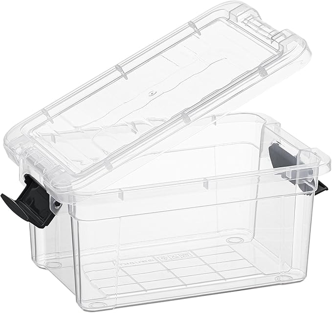Superio Storage Bins with Lids- 2 Pack, 1.85 Qt Clear Boxes for Organizing, Stackable Plastic Containers- BPA Free, Non-Toxic, Odor Free, Organizer for Home, Office, Dorm