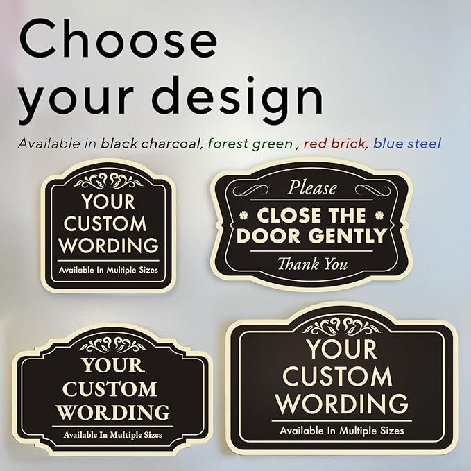 Custom Decorative Outdoor Metal Sign, Personalized Aluminum Driveway Sign - Waterproof, Made in USA - Design 3 Black Charcoal 8x8 In