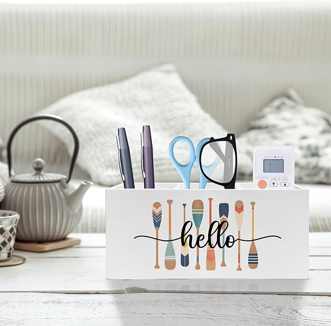 Exqcom Lake Decor Pen Pencil Holder, Lake House Decor, Lakes Gifts for Women Men, Retro Colorful Paddle Pencil Pen Holder Organizer for Home Office Desk Accessories