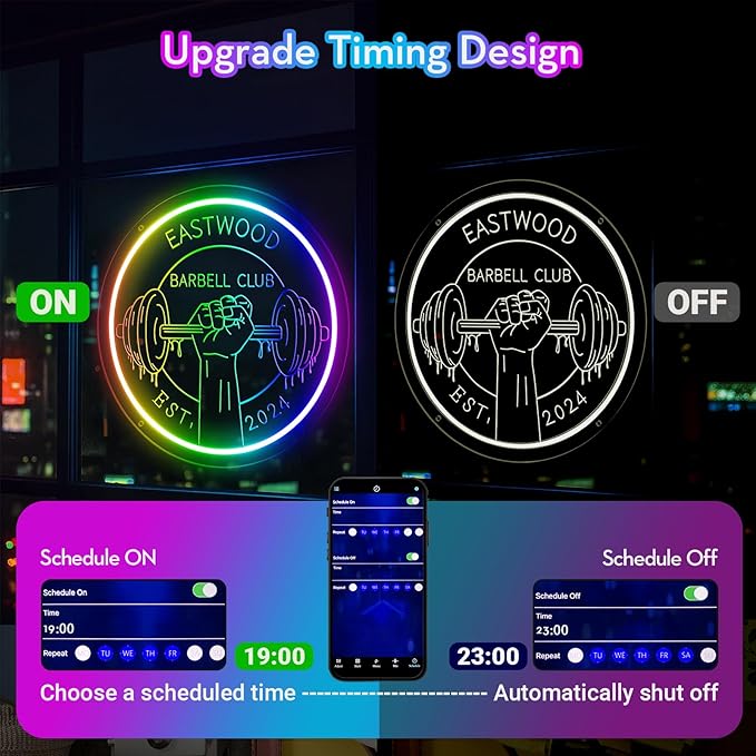 Personalized Gym Neon Sign, Large Custom Dumbbell Barbell Name LED RGB Multiple Colors Neon Light for Home Gym Workout Room, Fitness Studio, Sport Club, Man Cave Sports Equipment Stores Decoration Fitness Lover Dad Friends Gift