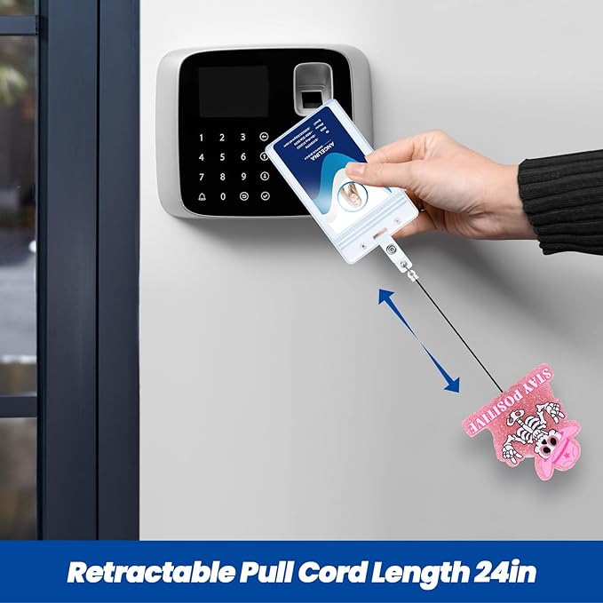 Stay Positive Skull Funny Nurse Badge Reel, Retractable ID Card Badge Holders, Medical Badge Clip for Radiology ER ED RT(R) CT Radiologists Nurses Radiologic Technologists CNA RN LPN Social Workers