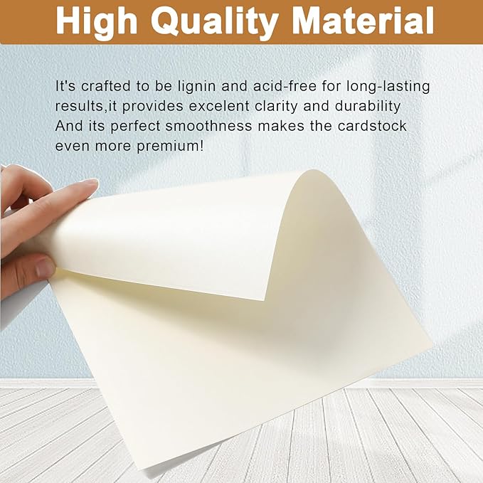 Silunkia 40 Sheets Cream Shimmer Cardstock 8.5 x 11 Ivory Paper, 75lb Off White Paper Card Stock for School Crafting, Cards Making, Business Cards, Wedding Invitations, Menus