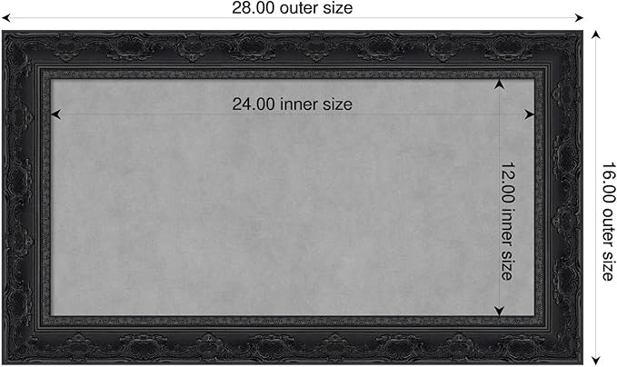 Amanti Art Black Framed Magnetic Board 16x28 Small Vision Board for use with Magnets, 100% Metal Sheet to Display Items as Office Decor or for Home Organization in mudroom, Kitchen or Kids Room