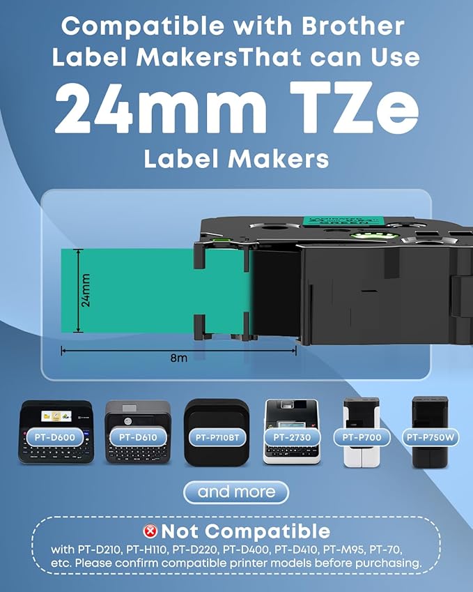 COLORWING 24mm Green Label Tape Replace for Brother TZe-751 TZe751 1 Inch Black on Green TZ Tape 24mm 0.94 Laminated Compatible with Brother P-Touch PT-D600 D610 2730, 3-Pack