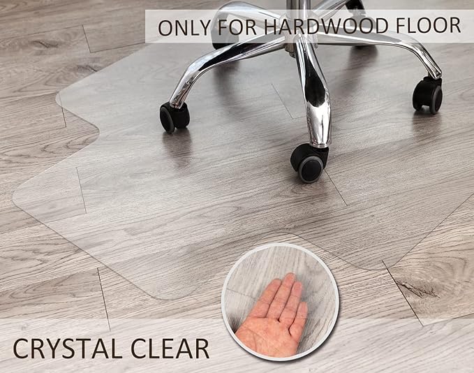 Office Chair Mat for Hardwood Floor, 48”x 30” Vinyl Desk Chair Mat Clear Floor Protector Mat for Rolling Chair Office & Home, Easy Glide and Flat Without Curling