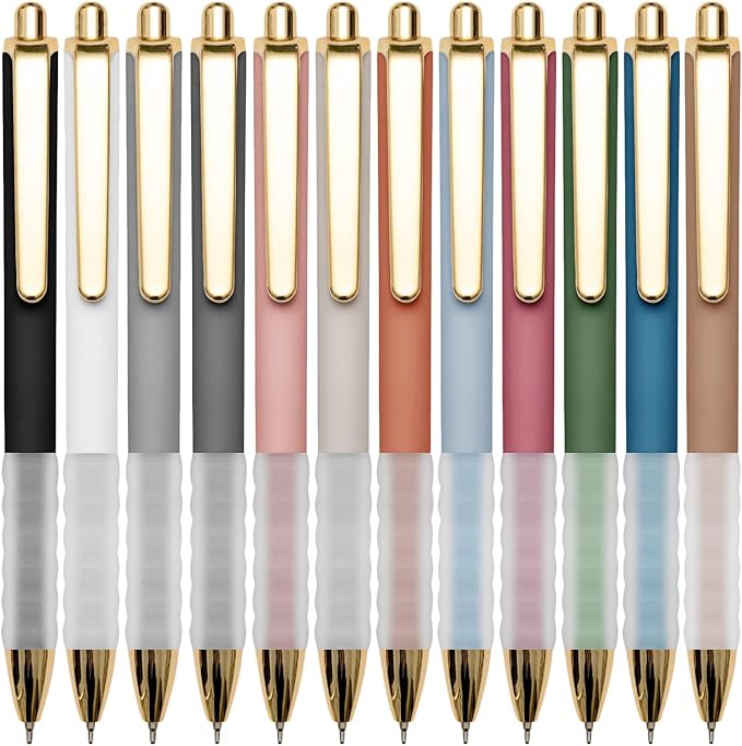 Linbsunne Ballpoint Pens Black Medium Point 1mm Pen with Super Soft Grip Ball Point Pen for Men Women Retractable Pens