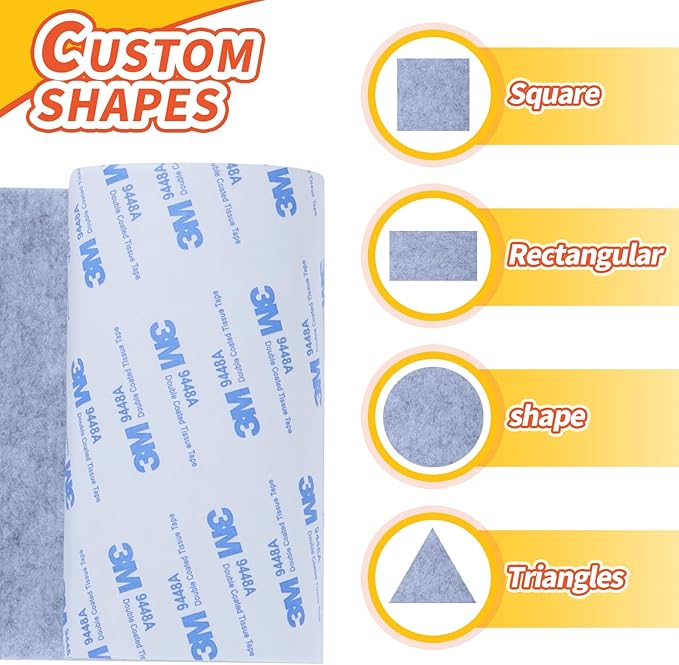 VOCOMO Felt Furniture Pads, Heavy Duty Felts Strip Roll with Adhesive Backing Felt Pads Furniture Feet Cuttable Felts Tape for Protecting Hardwood Floors(5 x 120 x 0.12 Inch, Gray)