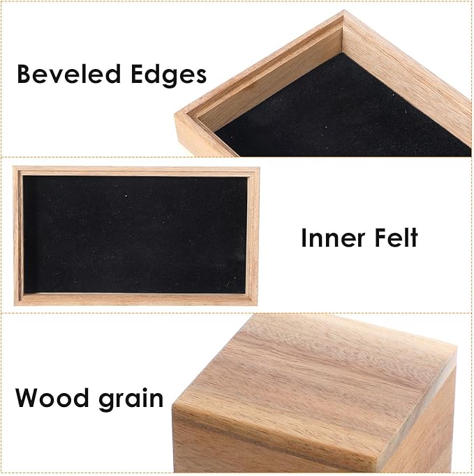 Kifmurase Wooden Desk Tray with 2 PCS Pen Holder, Wood Desk Drawer Organizer with Felt Lined, Aesthetic Organizer Tray& Pen Holder Office Home Desktop Accessories for Keys Pencils Watch Earbuds